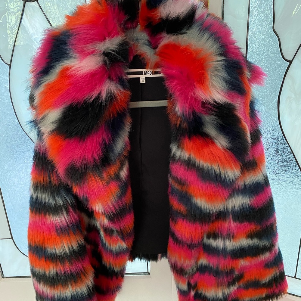 Alexander McQueen Faux Fur Colorful Gilet Vest New